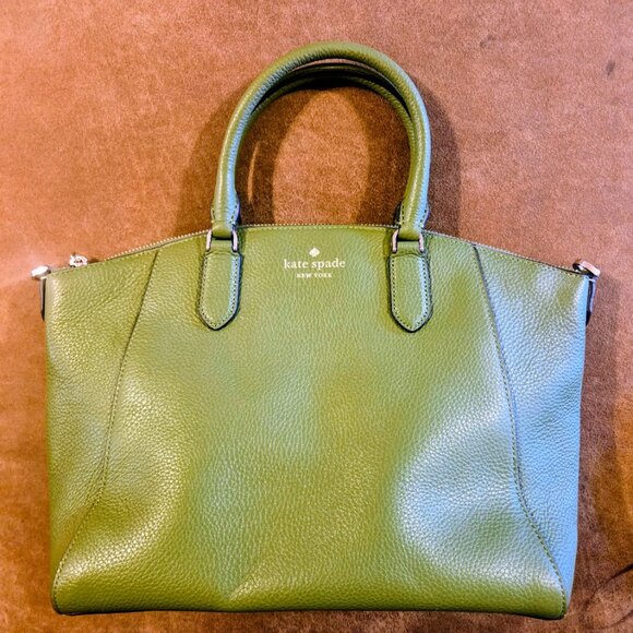 Kate Spade Parker green pebble leather signature satchel bag - Picture 1 of 9